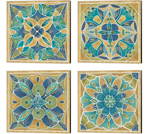 Free Bird Mexican Tiles 4 Piece Canvas Print Set by Daphne Brissonnet