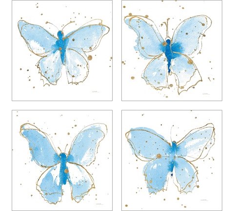 Gilded Butterflies 4 Piece Art Print Set by Shirley Novak