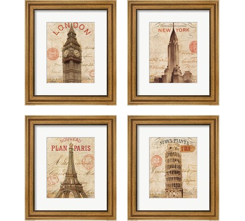 Letter from City 4 Piece Framed Art Print Set by Wild Apple Portfolio