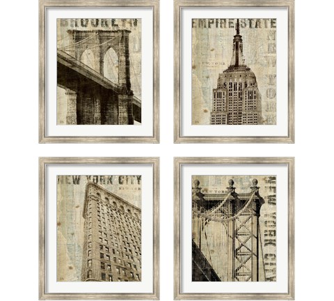 Vintage NY 4 Piece Framed Art Print Set by Michael Mullan