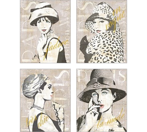 Fashion Week Paris Halftone 4 Piece Art Print Set by Sue Schlabach