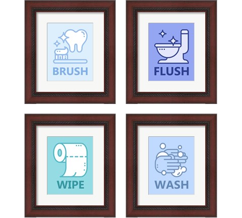 Boy's Bathroom 4 Piece Framed Art Print Set by Color Me Happy