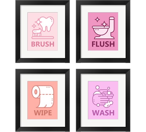 Girl's Bathroom 4 Piece Framed Art Print Set by Color Me Happy