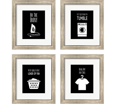 Laundry - Black 4 Piece Framed Art Print Set by Color Me Happy