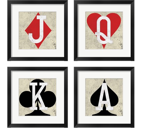 Playing Cards Antique 4 Piece Framed Art Print Set by Aubree Perrenoud