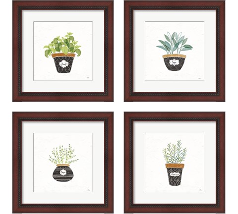 Fine Herbs  4 Piece Framed Art Print Set by Janelle Penner