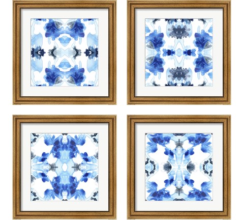 Blue Kaleidoscope 4 Piece Framed Art Print Set by June Erica Vess