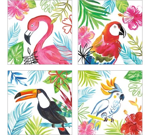 Tropicana  4 Piece Art Print Set by Farida Zaman