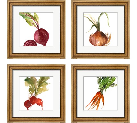 Veggie on White 4 Piece Framed Art Print Set by Asia Jensen