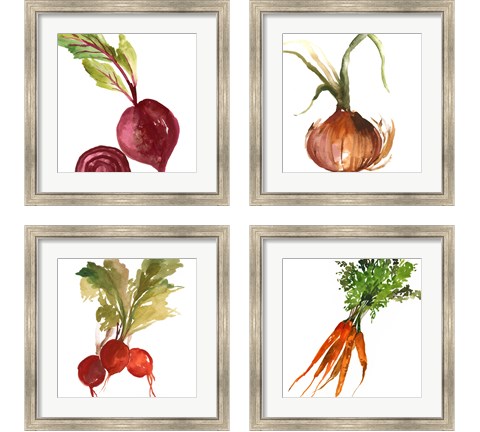 Veggie on White 4 Piece Framed Art Print Set by Asia Jensen