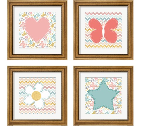 Baby Quilt Gold 4 Piece Framed Art Print Set by Beth Grove