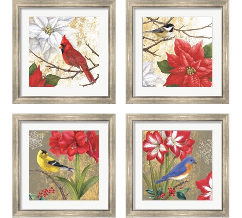 Winter Birds Collage 4 Piece Framed Art Print Set by Beth Grove