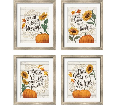 Harvest Delight on White 4 Piece Framed Art Print Set by Janelle Penner