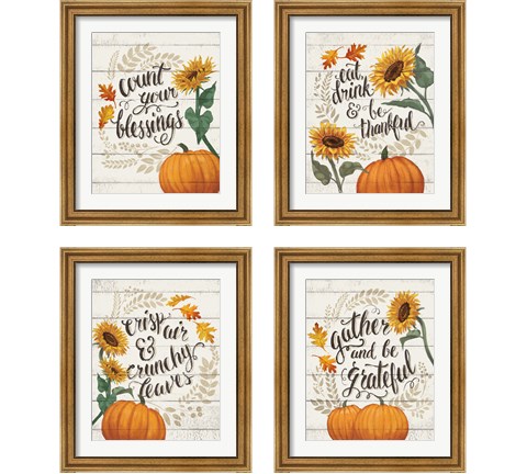 Harvest Delight on White 4 Piece Framed Art Print Set by Janelle Penner