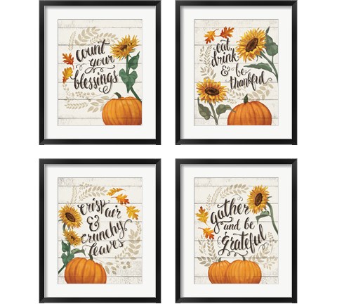 Harvest Delight on White 4 Piece Framed Art Print Set by Janelle Penner