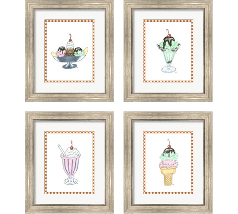 Ice Cream Parlor 4 Piece Framed Art Print Set by Virginia a. Roper