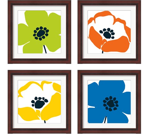 Pop Art Floral  4 Piece Framed Art Print Set by Wild Apple Portfolio