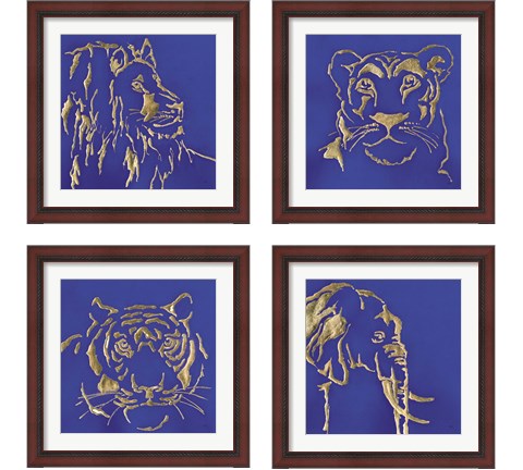 Gilded Animal Blue 4 Piece Framed Art Print Set by Chris Paschke