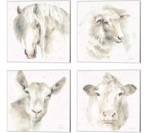 Farm Friends Neutral 4 Piece Canvas Print Set by Lisa Audit