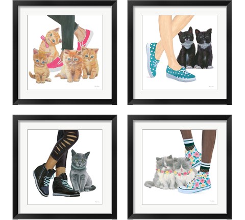 Cutie Kitties 4 Piece Framed Art Print Set by Emily Adams