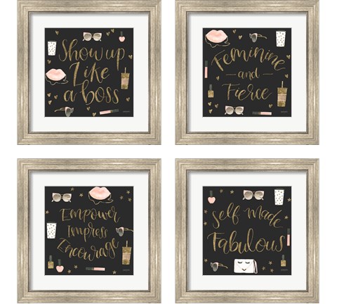 Boss Ladies Black 4 Piece Framed Art Print Set by Jenaya Jackson