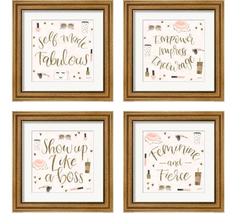 Boss Ladies Pink 4 Piece Framed Art Print Set by Jenaya Jackson