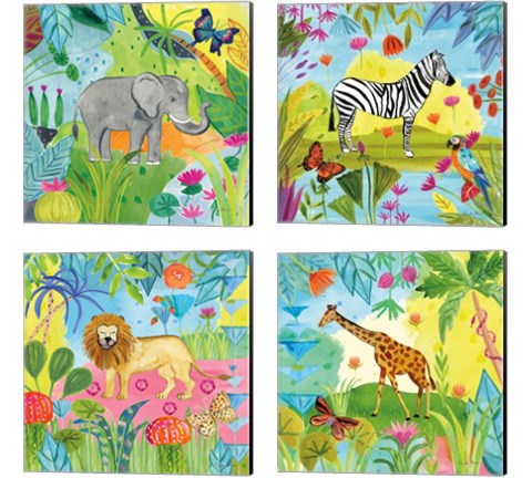 The Big Jungle 4 Piece Canvas Print Set by Farida Zaman