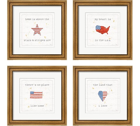 USA Cuties 4 Piece Framed Art Print Set by Pela Studio