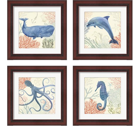 Underwater Whimsy 4 Piece Framed Art Print Set by Victoria Borges