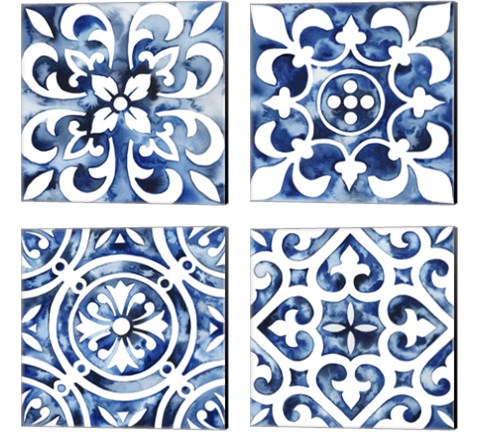 Cobalt Tile 4 Piece Canvas Print Set by Grace Popp