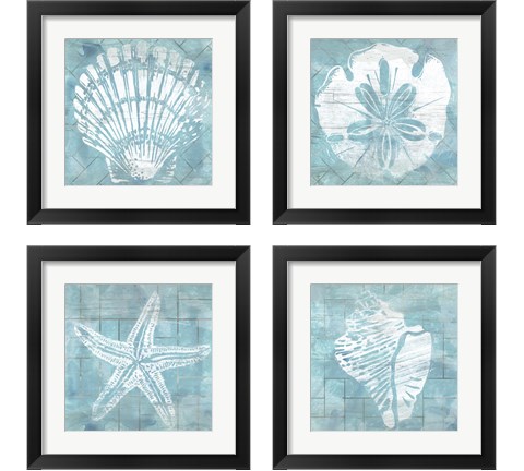 Cerulean Shell 4 Piece Framed Art Print Set by June Erica Vess