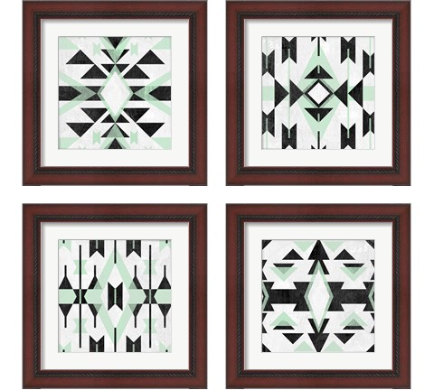 Modern Aztec Motif 4 Piece Framed Art Print Set by June Erica Vess