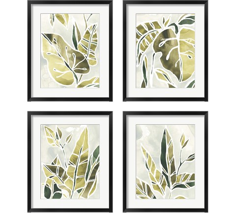 Batik Leaves 4 Piece Framed Art Print Set by June Erica Vess