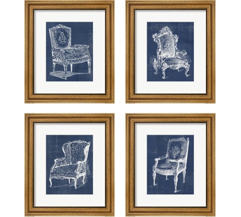 Antique Chair Blueprint 4 Piece Framed Art Print Set by Vision Studio