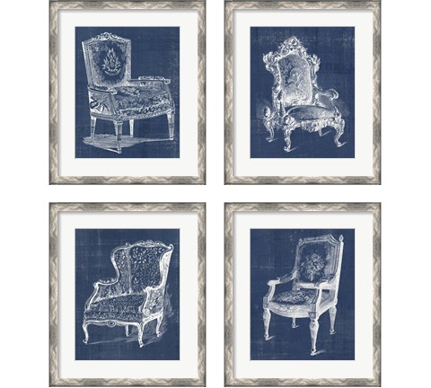 Antique Chair Blueprint 4 Piece Framed Art Print Set by Vision Studio