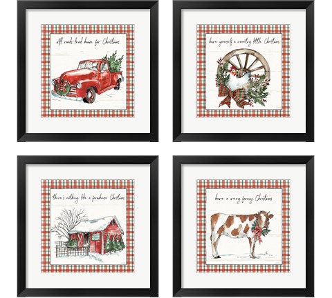 Holiday on the Farm 4 Piece Framed Art Print Set by Anne Tavoletti