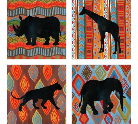 African Animal 4 Piece Art Print Set by Farida Zaman