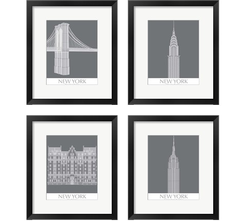 New York Landmark 4 Piece Framed Art Print Set by Fab Funky