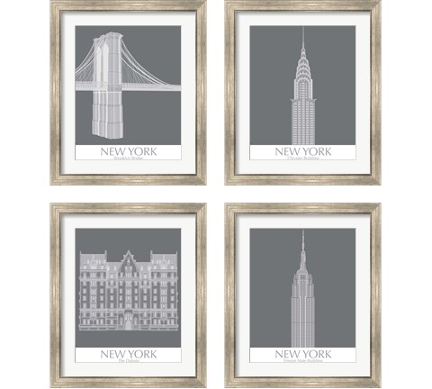 New York Landmark 4 Piece Framed Art Print Set by Fab Funky