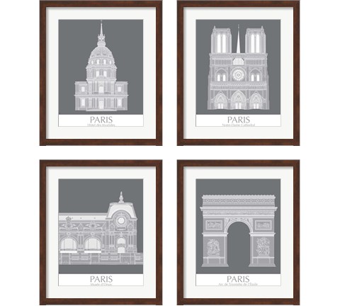 Paris Landmark 4 Piece Framed Art Print Set by Fab Funky