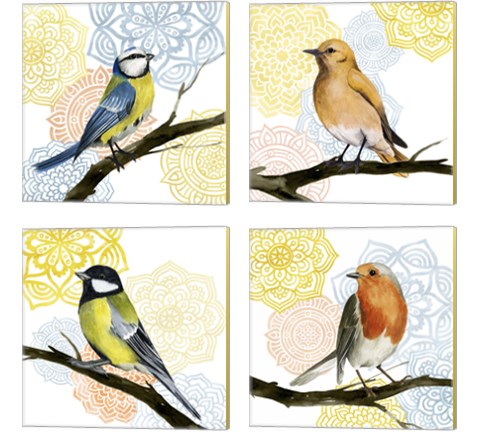 Mandala Bird 4 Piece Canvas Print Set by Grace Popp