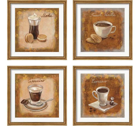 Coffee Time on Wood 4 Piece Framed Art Print Set by Silvia Vassileva