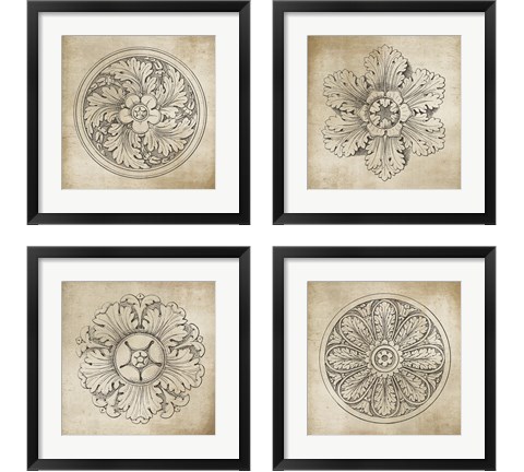 Rosette Neutral 4 Piece Framed Art Print Set by Wild Apple Portfolio