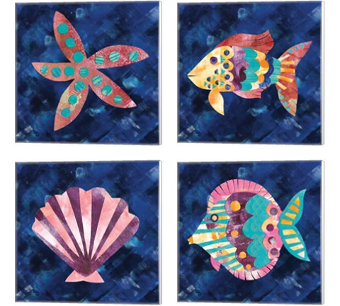 Boho Reef  4 Piece Canvas Print Set by Wild Apple Portfolio