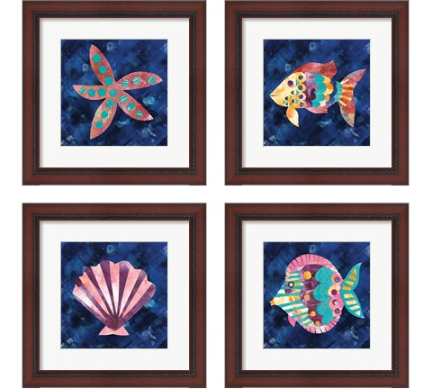 Boho Reef  4 Piece Framed Art Print Set by Wild Apple Portfolio