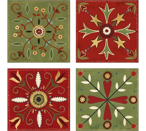 Festive Tiles 4 Piece Art Print Set by Anne Tavoletti