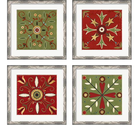 Festive Tiles 4 Piece Framed Art Print Set by Anne Tavoletti