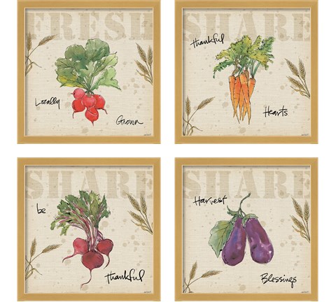 Farmers Feast Harvest 4 Piece Framed Art Print Set by Anne Tavoletti