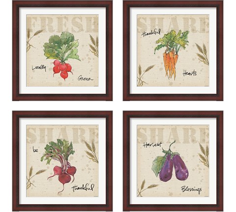 Farmers Feast Harvest 4 Piece Framed Art Print Set by Anne Tavoletti