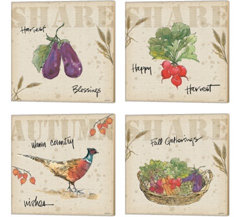 Farmers Feast Harvest 4 Piece Canvas Print Set by Anne Tavoletti